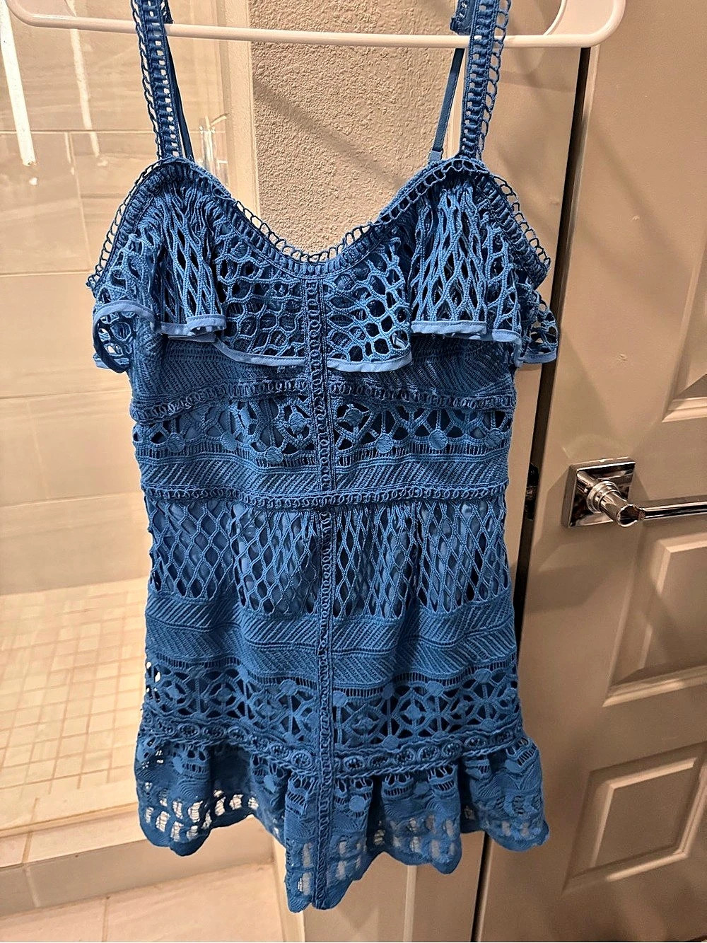 J.O.A Lace Mini Dress in Blue Size Small Like New